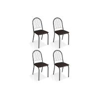 Cadeira Sala de Jantar Noruega 4C077PRF Kit 4 Un Preto Fosco/Courano Preto - Kappesberg - 1