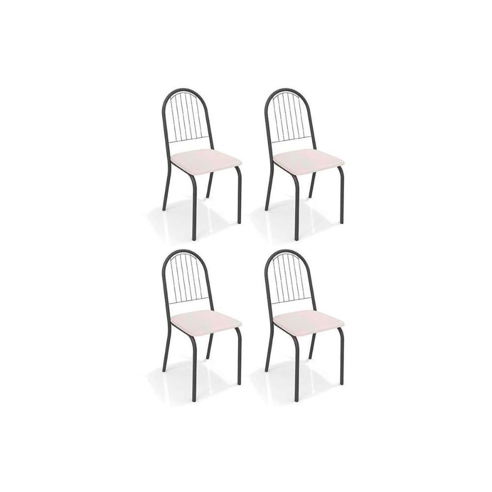 Cadeira Sala de Jantar Noruega 4C077PRF Kit 4 Un Preto Fosco/Courano Branco - Kappesberg - 1