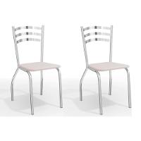 Cadeira Sala de Jantar Portugal 2C007 Kit 2 Un Cromado/Courano Branco - Kappesberg - 1