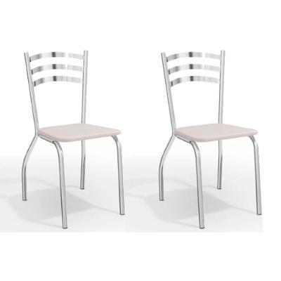 Cadeira Sala de Jantar Portugal 2C007 Kit 2 Un Cromado/Courano Branco - Kappesberg