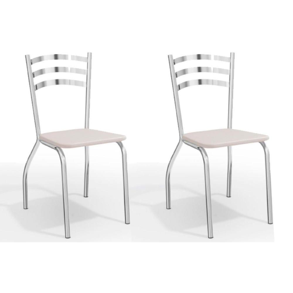 Cadeira Sala de Jantar Portugal 2C007 Kit 2 Un Cromado/Courano Branco - Kappesberg - 1