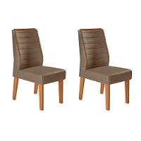 Cadeira Sala de Jantar Ondina Kit 2 Un Carvalho Nobre/Veludo Pecan - DJ Móveis - 1