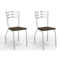 Cadeira Sala de Jantar Portugal 2C007 Kit 2 Un Cromado/Courano Marrom - Kappesberg - 1