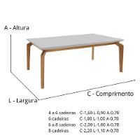 Mesa De Jantar Sofia Tampo Vidro 1.60x0,90 - 2