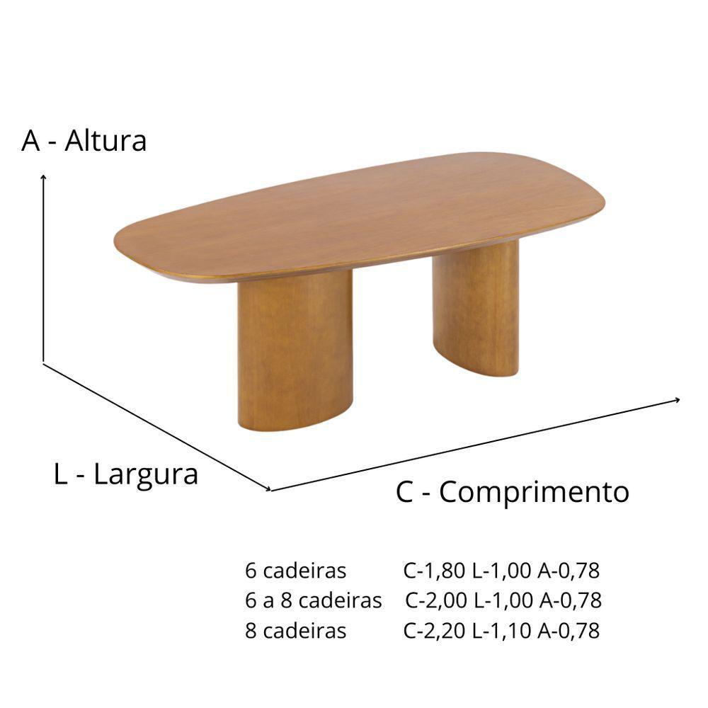 Mesa De Jantar Esmeralda Tampo Madeira Tauari 1,80x1,00 - 8