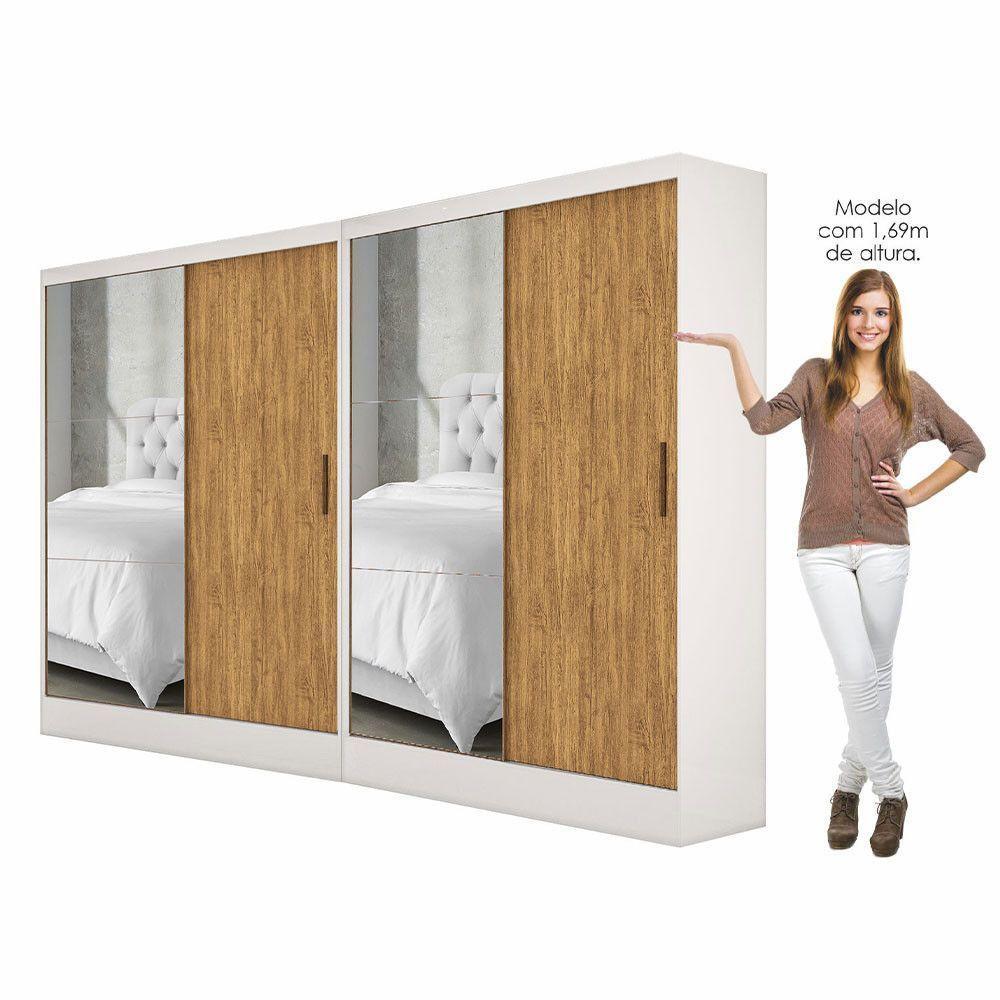 Closet Casal Duplo Belém 4 Portas Plus 4 Gavetas Carioca Móv Branco Cinamomo - 3