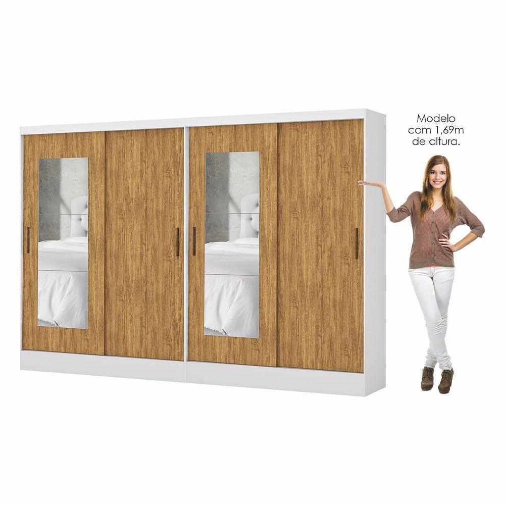 Closet Casal Belém 4 Pts Com Espelho 4 Gvts Carioca Móveis Branco Cinamomo - 3
