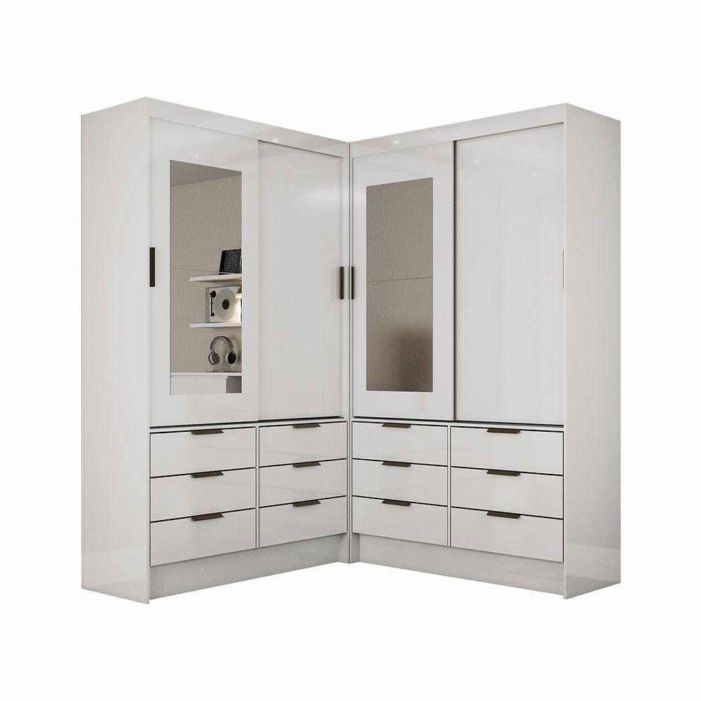 Closet Casal Sevilha 4pts Com Espelho 12gvts Carioca Móveis Branco - 2