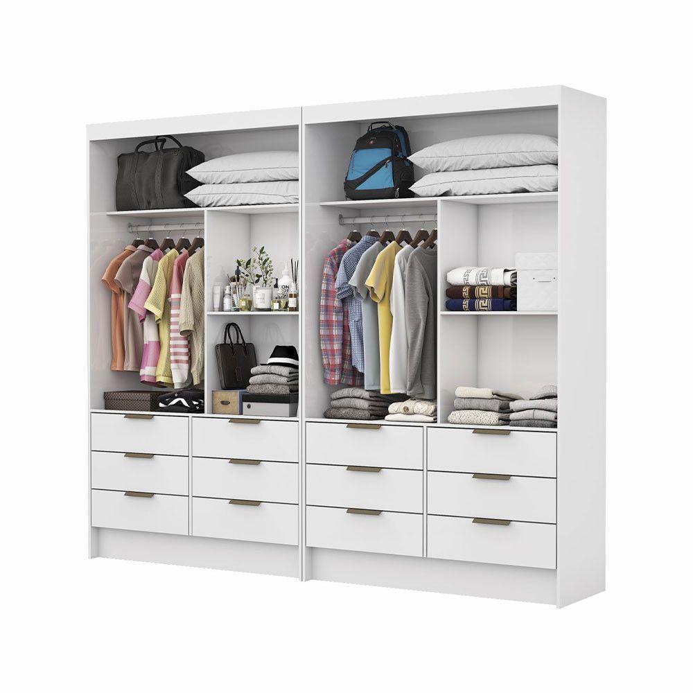 Closet Casal Sevilha 4pts Com Espelho 12gvts Carioca Móveis Branco - 4