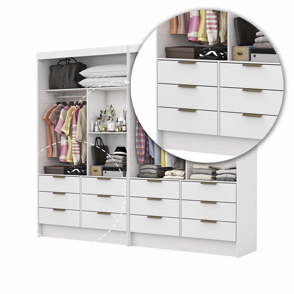 Closet Casal Sevilha 4pts Com Espelho 12gvts Carioca Móveis Branco - 7