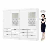 Closet Casal Sevilha 4pts Com Espelho 12gvts Carioca Móveis Branco - 3