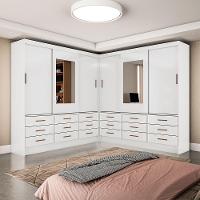 Closet Sevilha 6 Portas Casal Duplo Com Espelho 18 Gavetas Branco - 1