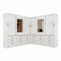 Closet Sevilha 6 Portas Casal Duplo Com Espelho 18 Gavetas Branco - 3