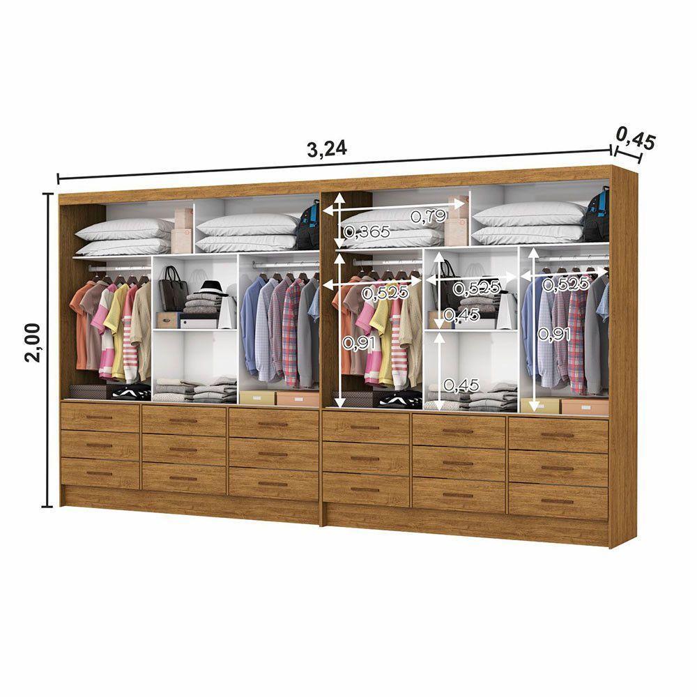Closet Sevilha 6 Portas Casal Duplo Plus 18 Gavetas Carioca Cinamomo - 7