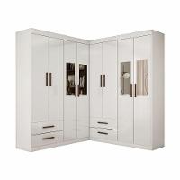 Closet Casal Duplo Lu 8 Portas 4 Gavetas Com Espelho Branco - 3