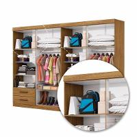 Closet Casal Duplo Lu 8 Portas 4 Gavetas Com Espelho Cinamomo Com Off White - 6