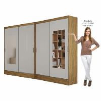 Closet Casal Belém 4 Pts Com Espelho 4 Gvts Carioca Móveis Cinamomo Com Off White - 3