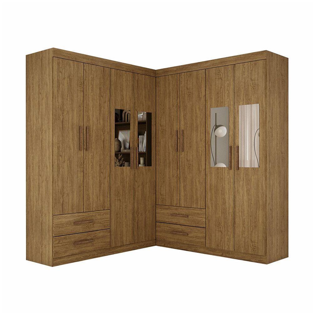 Closet Casal Duplo Lu 8 Portas 4 Gavetas Com Espelho Cinamomo - 3