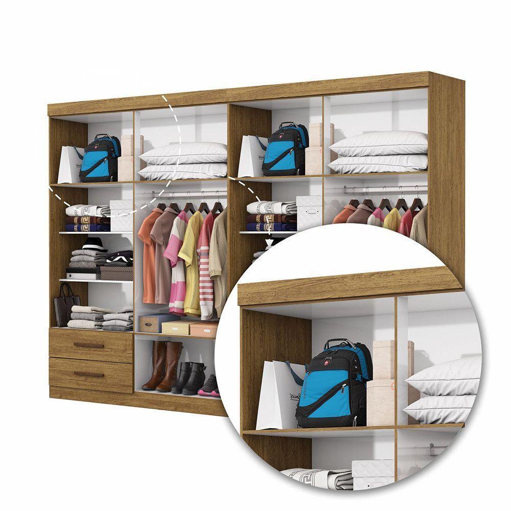 Closet Casal Duplo Lu 8 Portas 4 Gavetas Com Espelho Cinamomo - 6