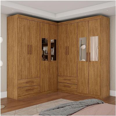 Closet Casal Duplo Lu 8 Portas 4 Gavetas Com Espelho Cinamomo