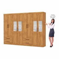 Closet Casal Duplo Lu 8 Portas 4 Gavetas Com Espelho Cinamomo