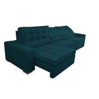 Sofá Retrátil E Reclinável Com Molas Ensacadas Cama Inbox Gold 4,12m Tecido Suede Velusoft Petróleo - 2