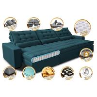 Sofá Retrátil E Reclinável Com Molas Ensacadas Cama Inbox Gold 4,12m Tecido Suede Velusoft Petróleo - 5