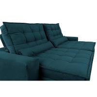 Sofá Retrátil E Reclinável Com Molas Ensacadas Cama Inbox Gold 2,52m Tecido Suede Velusoft Petróleo