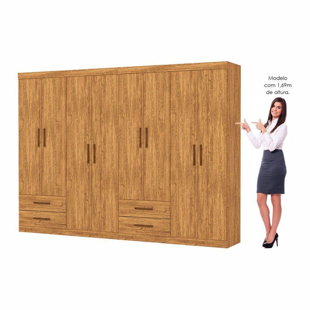 Closet Casal Duplo Lu 8 Portas 4 Gavetas Cinamomo - 4