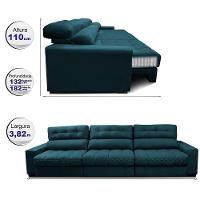 Sofá Retrátil E Reclinável Com Molas Ensacadas Cama Inbox Master 3,82m Tecido Velusoft Petróleo - 2