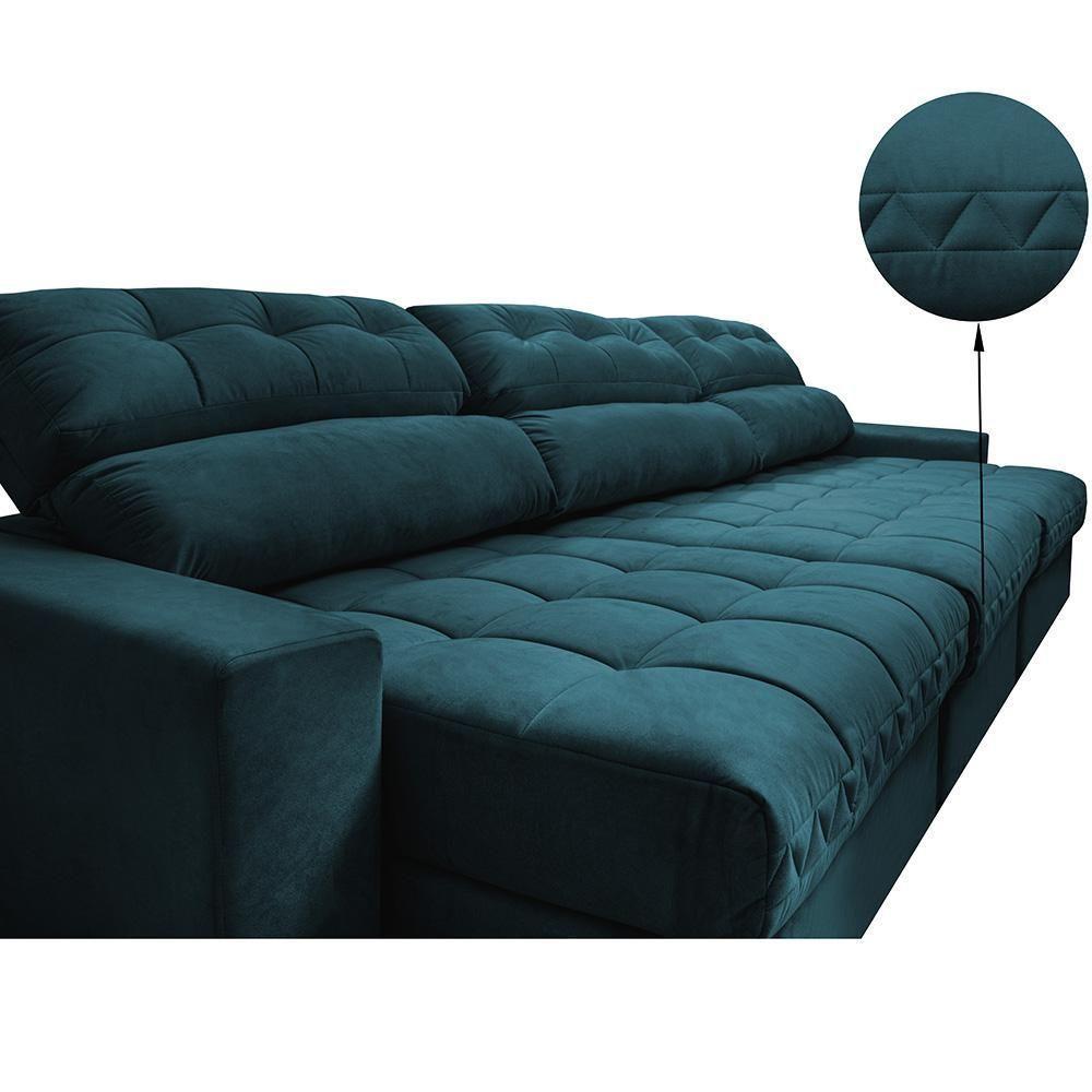 Sofá Retrátil E Reclinável Com Molas Ensacadas Cama Inbox Master 3,22m Tecido Velusoft Petróleo - 4