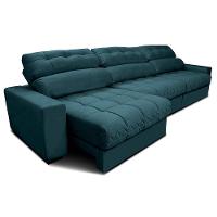 Sofá Retrátil E Reclinável Com Molas Ensacadas Cama Inbox Master 3,52m Tecido Velusoft Petróleo - 7