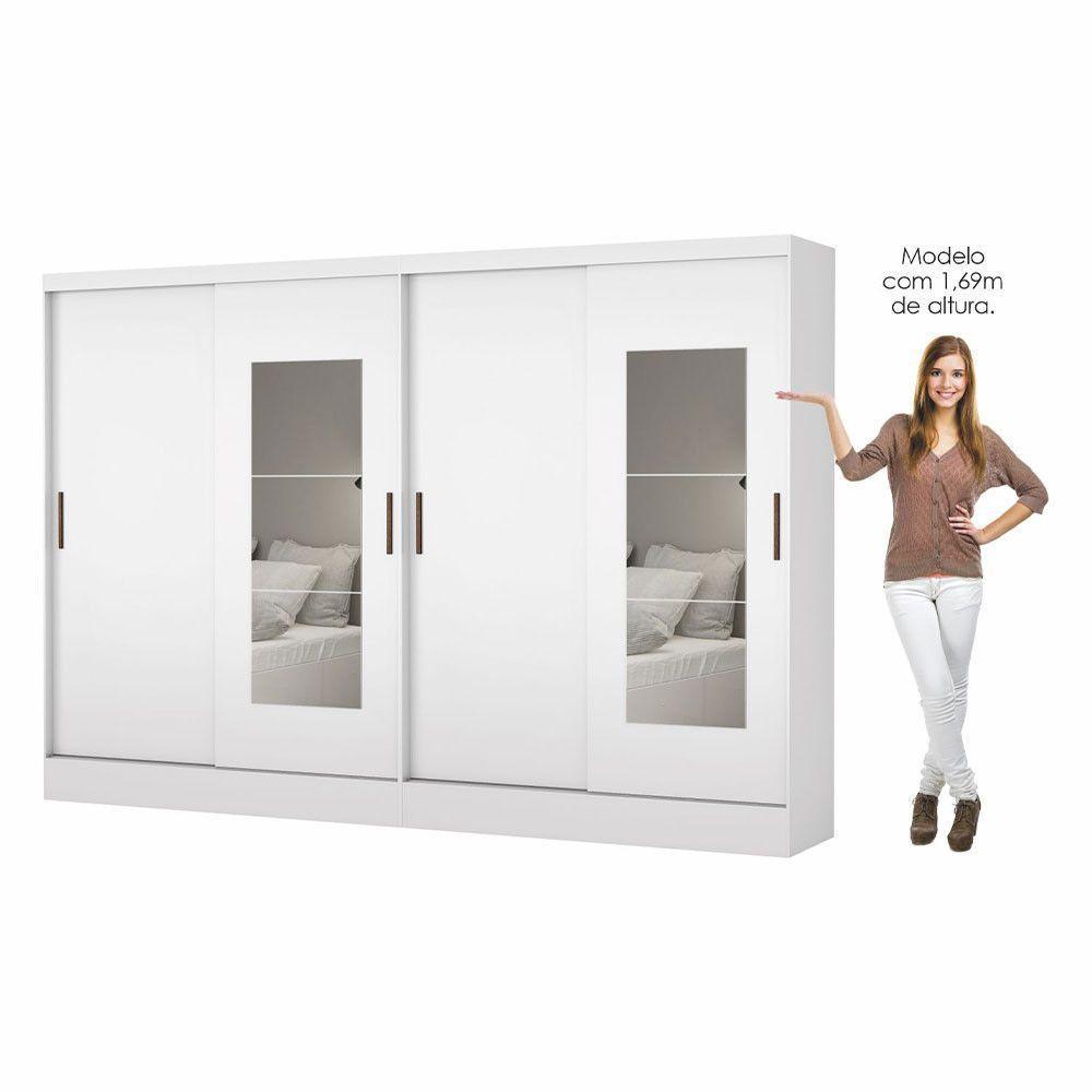 Closet Casal Belém 4 Pts Com Espelho 4 Gvts Carioca Móveis Branco - 3