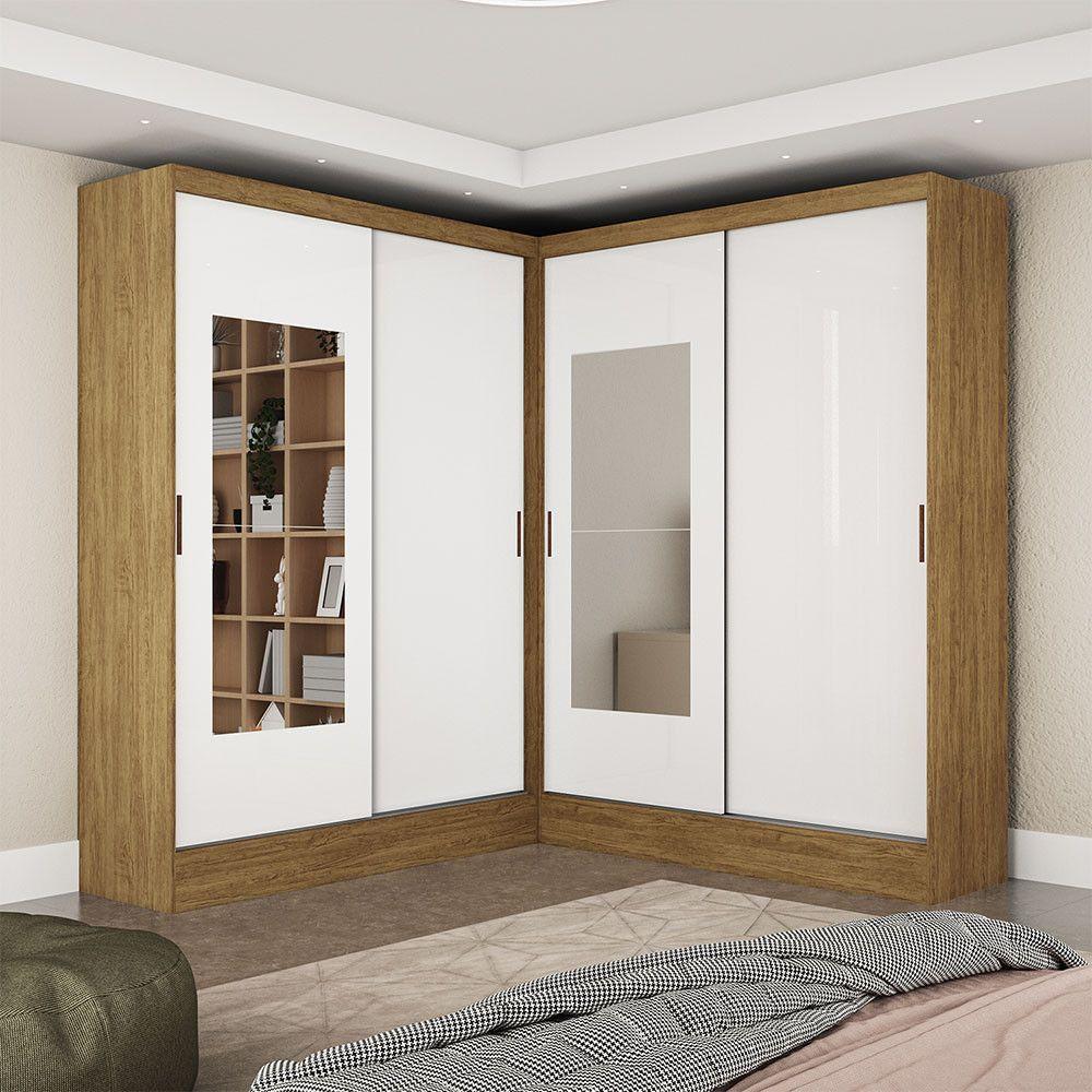 Closet Casal Belém 4 Pts Com Espelho 4 Gvts Carioca Móveis Cinamomo Branco - 1