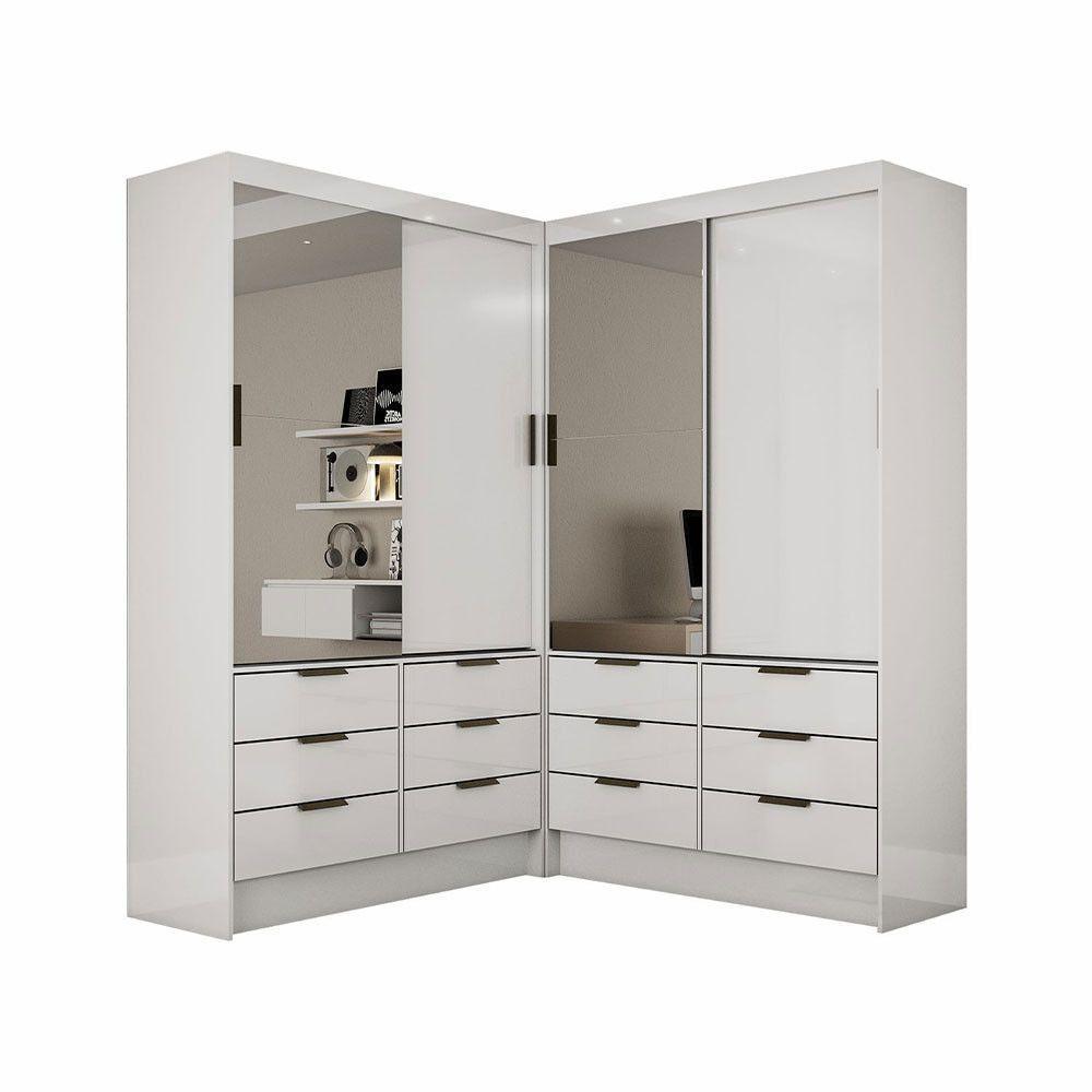Closet Casal Sevilha 4 Portas Plus 12 Gavetas Carioca Móveis Branco - 2