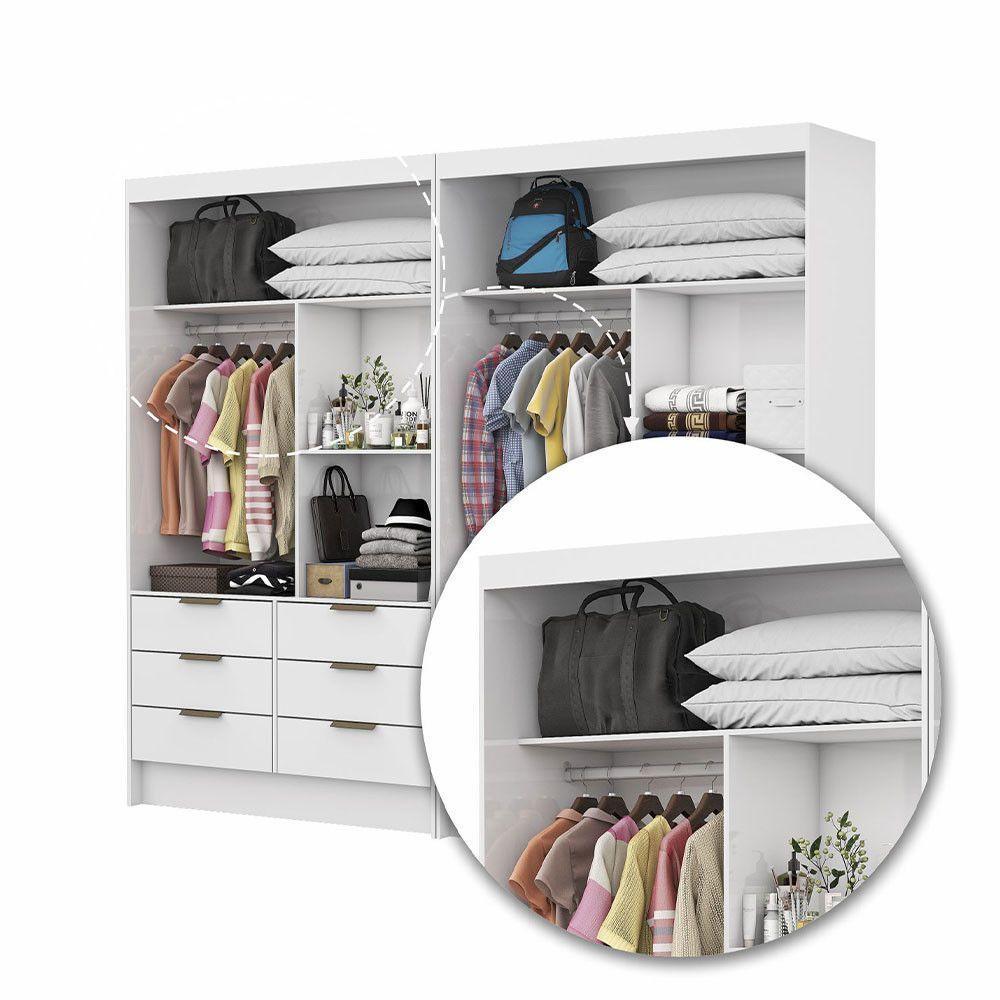 Closet Casal Sevilha 4 Portas Plus 12 Gavetas Carioca Móveis Branco - 6