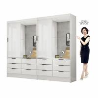 Closet Casal Sevilha 4 Portas Plus 12 Gavetas Carioca Móveis Branco - 3