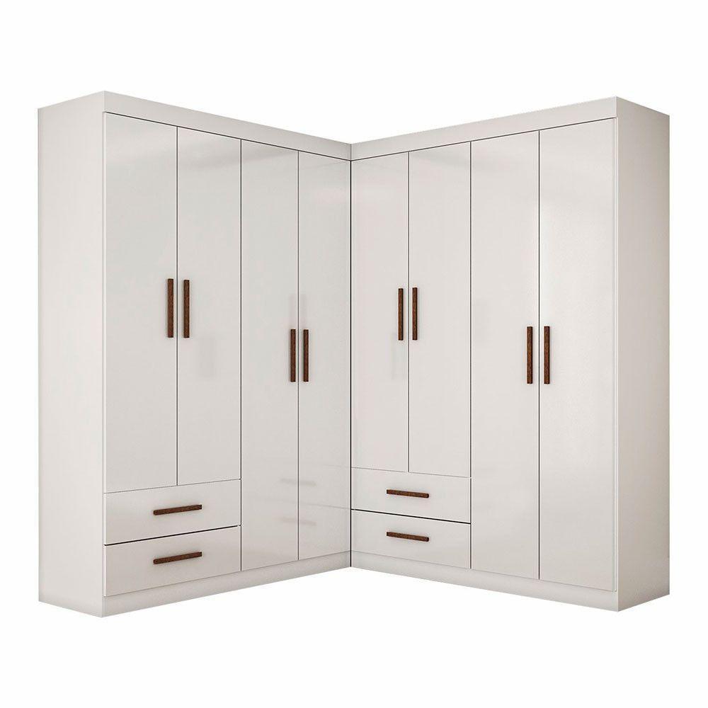 Closet Casal Duplo Lu 8 Portas 4 Gavetas Branco - 3