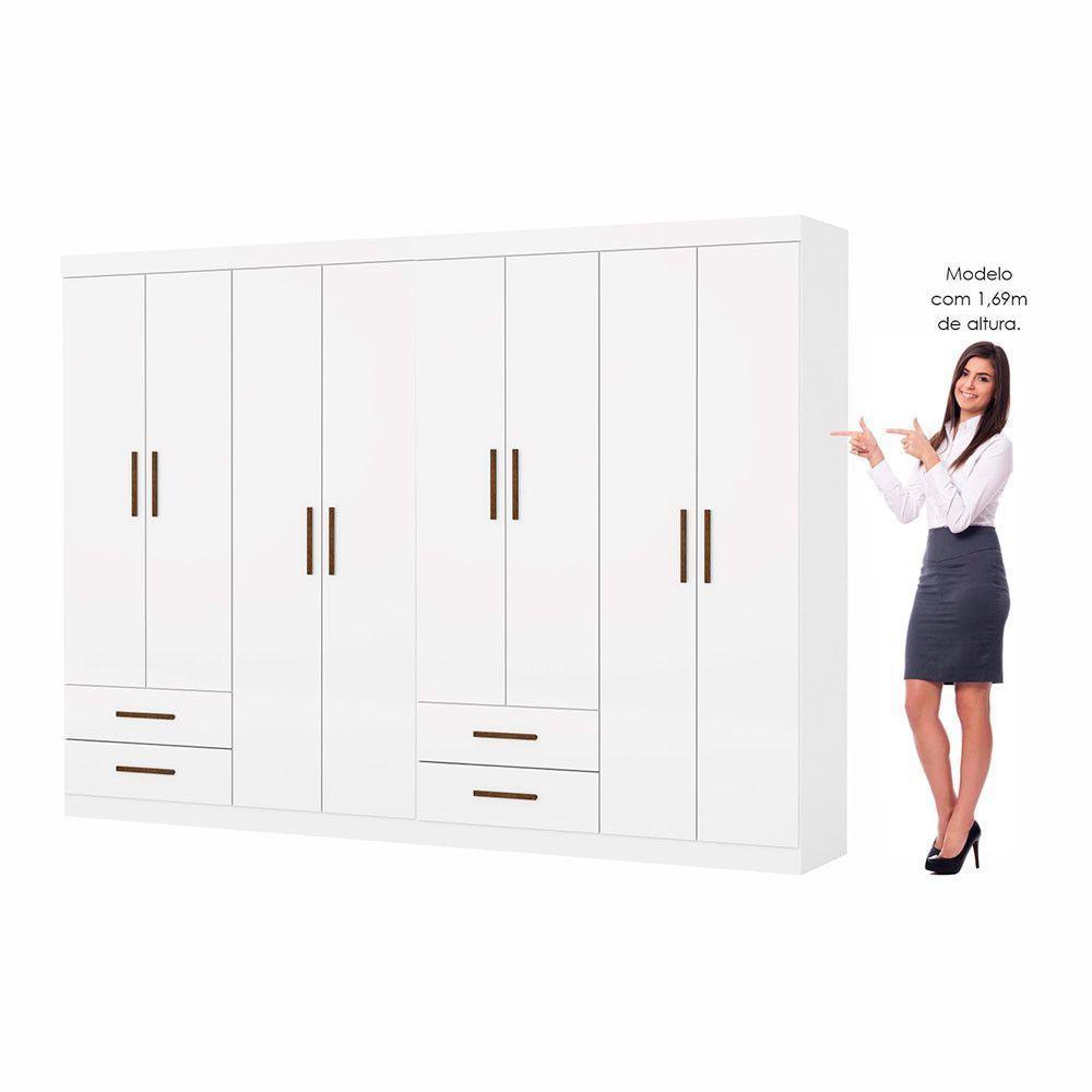 Closet Casal Duplo Lu 8 Portas 4 Gavetas Branco - 4
