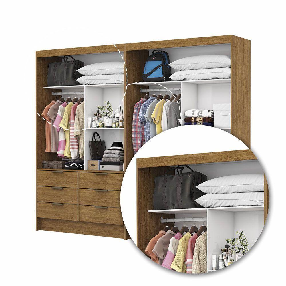 Closet Casal Duplo Sevilha 4portas 12 Gavetas Carioca Móveis Cinamomo - 6