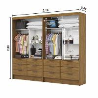 Closet Casal Duplo Sevilha 4portas 12 Gavetas Carioca Móveis Cinamomo - 5