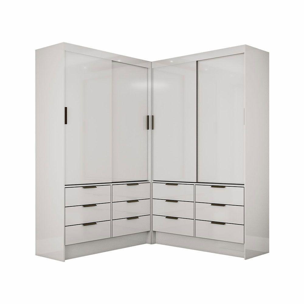 Closet Casal Duplo Sevilha 4portas 12 Gavetas Carioca Móveis Branco - 2