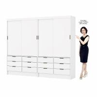 Closet Casal Duplo Sevilha 4portas 12 Gavetas Carioca Móveis Branco - 3