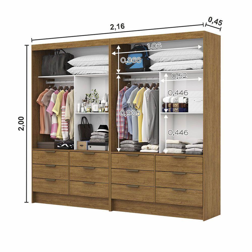 Closet Casal Sevilha 4 Portas Plus 12 Gavetas Carioca Móveis Cinamomo - 5