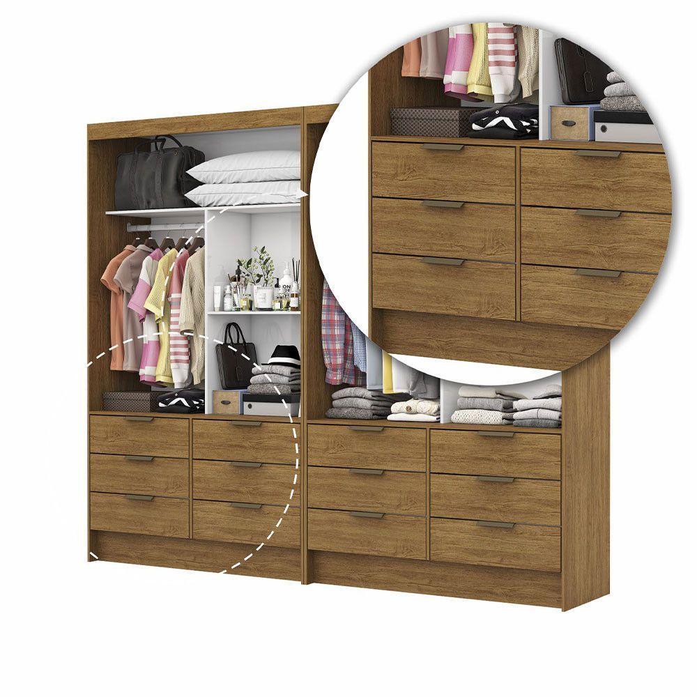 Closet Casal Sevilha 4 Portas Plus 12 Gavetas Carioca Móveis Cinamomo - 7