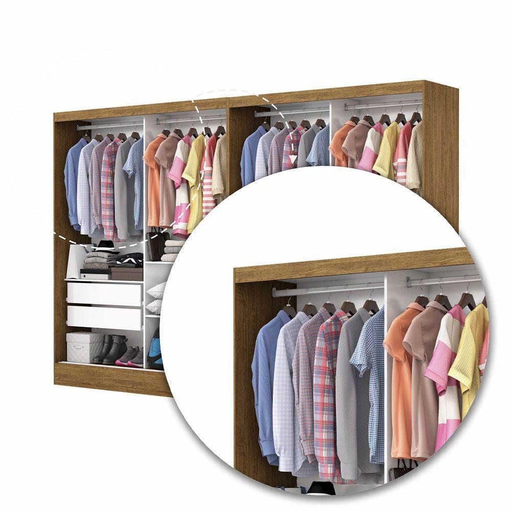 Closet Casal Duplo Belém 4 Portas Plus 4 Gavetas Carioca Móv Cinamomo Branco - 6