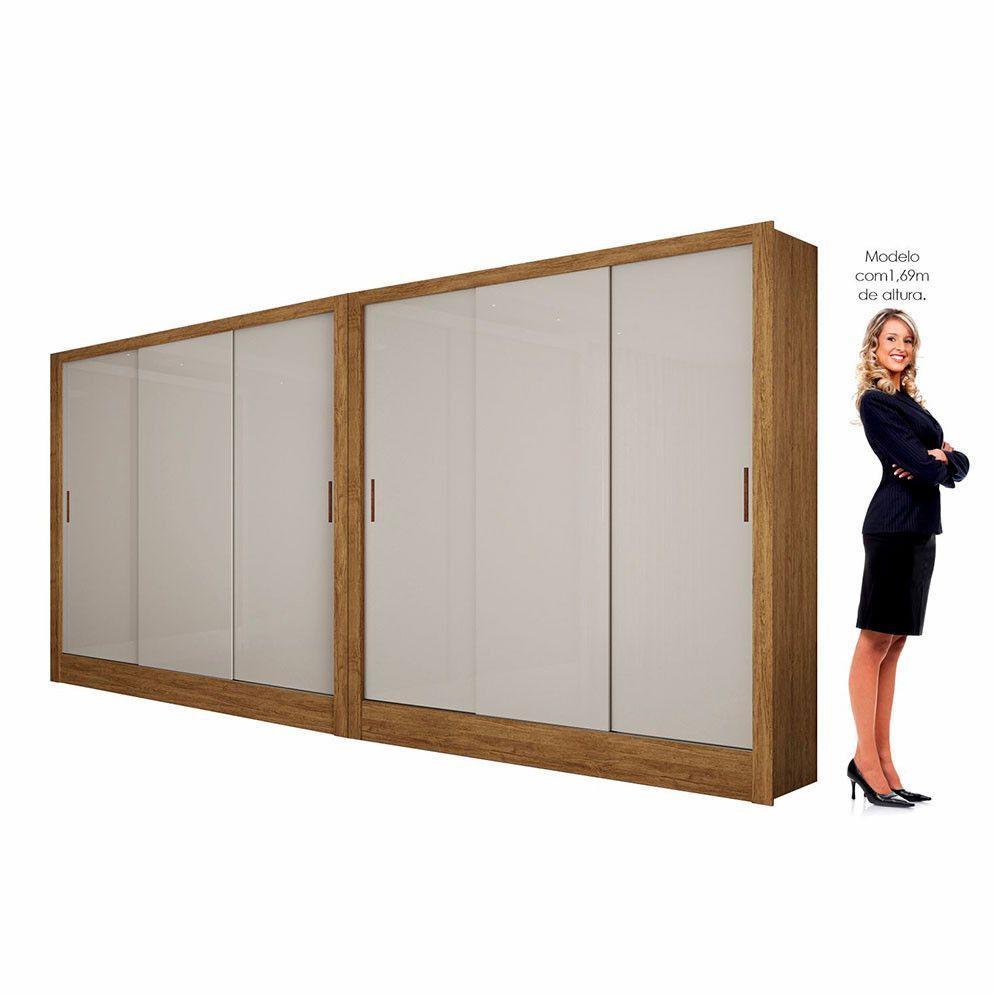 Closet Casal Duplo Dubai 6 Portas 6 Gavetas Cinamomo Com Off White - 4