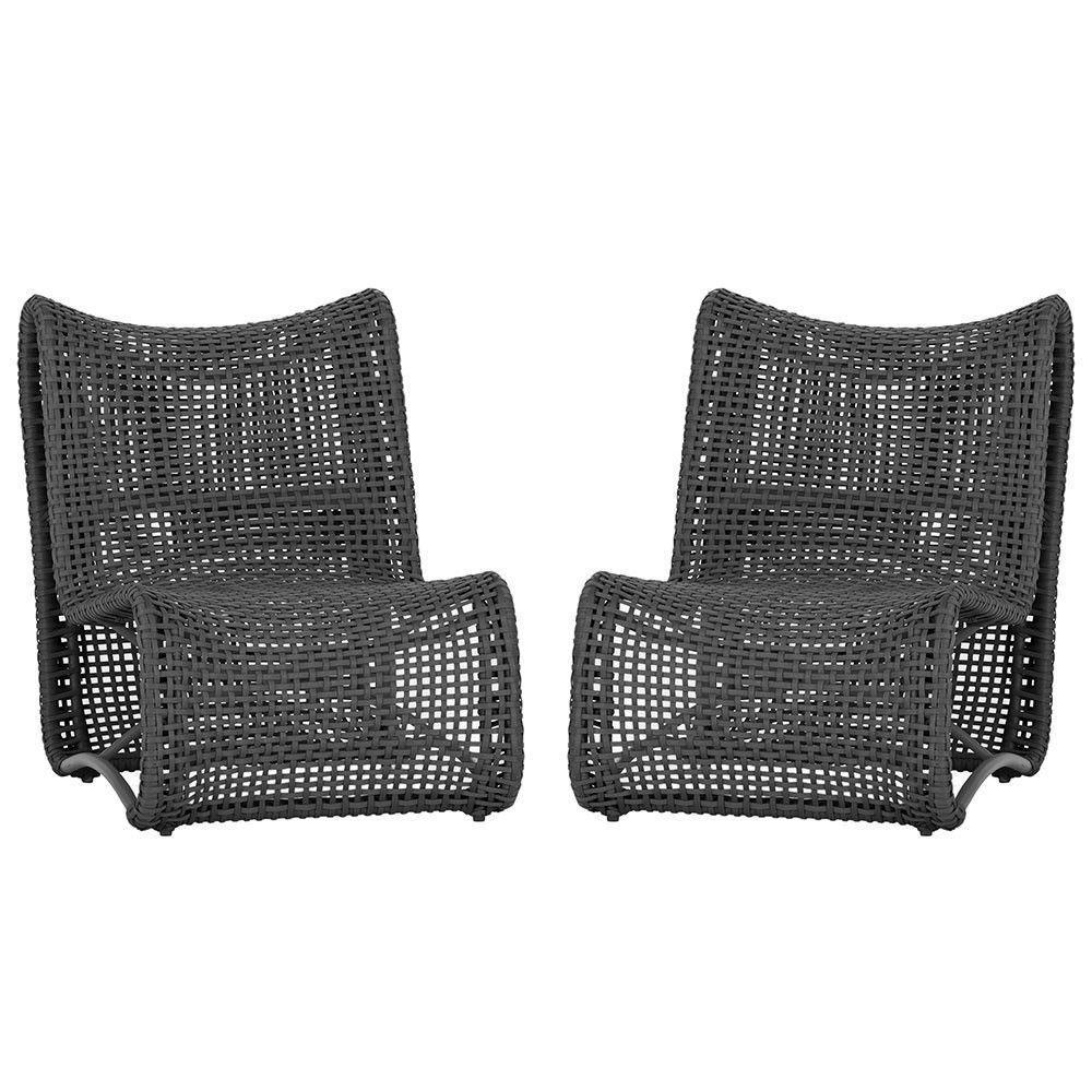 2 Poltronas Corda Náutica Texas área Externa Varanda Jardim Preto - 1