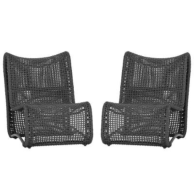2 Poltronas Corda Náutica Texas área Externa Varanda Jardim Preto