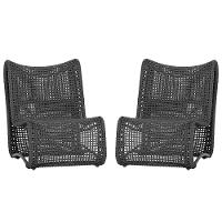 2 Poltronas Corda Náutica Texas área Externa Varanda Jardim Preto - 1